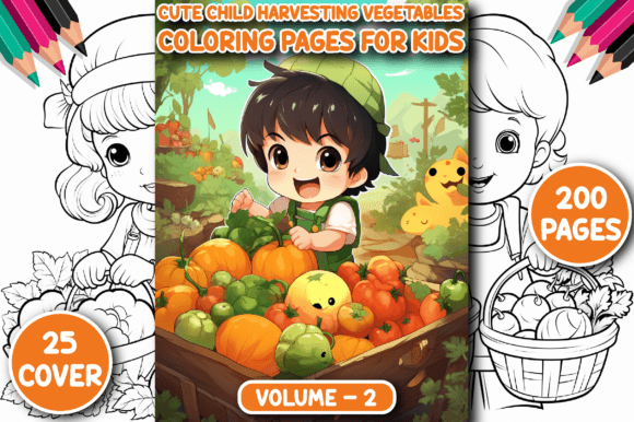 200 Cute Child Vegetables Color Pages: A Creative Asset