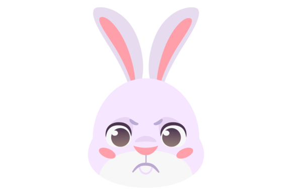 Angry Rabbit Head: A Cute Bunny Color Emoji for Every Project