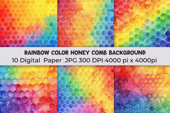 Infuse Your Projects with a Rainbow Color Honey Comb Background