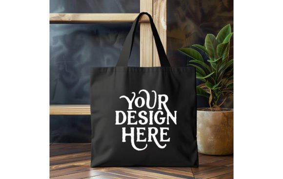 Tote Bag, color Black Mockup 10: Instant Download Design Asset
