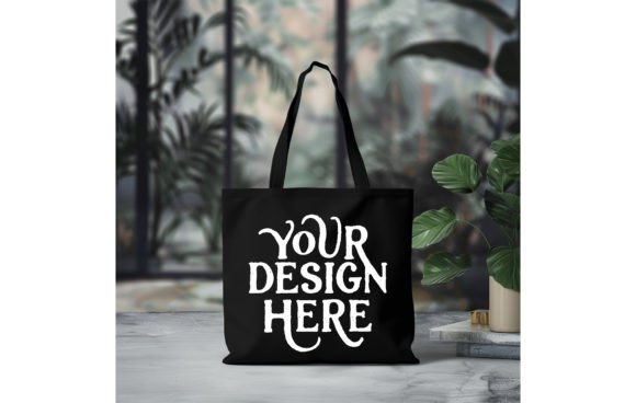 Tote Bag, Color Black Mockup 2: A Versatile Design Asset