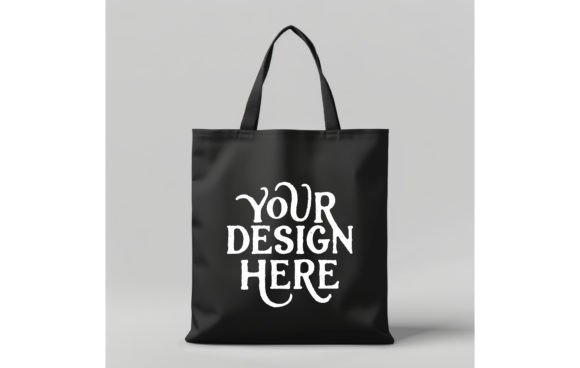 Tote Bag, Color Black Mockup 4: Instant Design Asset