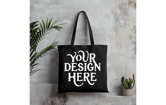 Tote Bag, color Black Mockup 5: Instant Design Showcase