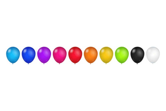 Various Color Balloons: A Realistic Party in Every Glyph