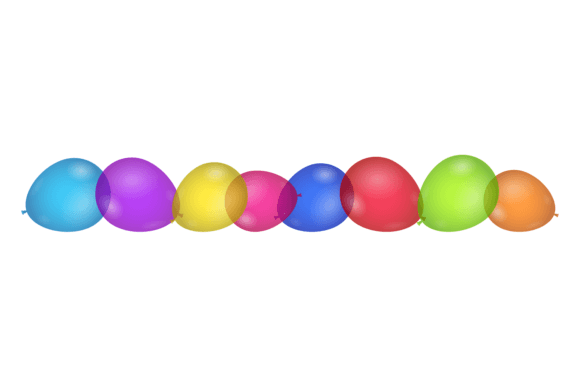 Vibrant Color Balloons Border: Realistic Transparent PNG