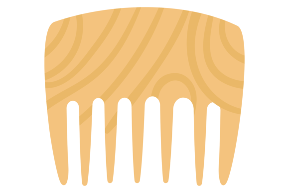 Wooden Comb Icon: Hair Brush Color Symbol