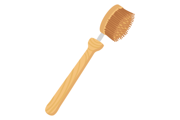 Wooden Toothbrush Icon: Color Eco Bathro Visual Guide